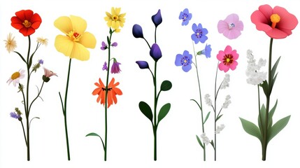 Wall Mural - Wildflowers Set.