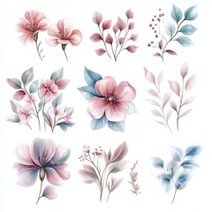 Canvas Print - Watercolor Floral Set.