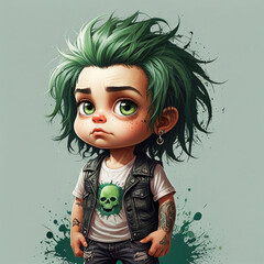 sad and afraid little girl portrait. portrait of punk kid. High quality photo