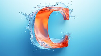 Wall Mural - A sleek letter C presented on a clean, solid background
