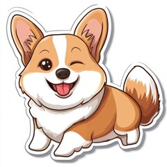 Sticker - Winking Corgi.