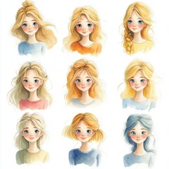 Canvas Print - Cute Girl Hairstyles.