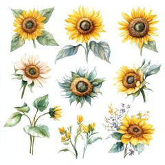 Poster - Watercolor Sunflowers.