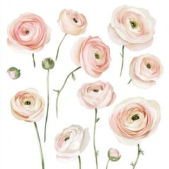 Poster - Pink Ranunculus Flowers.