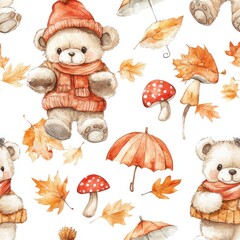 Poster - Autumn Teddy Bears.