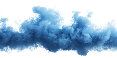 Wall Mural - Blue Smoke Cloud on White Background