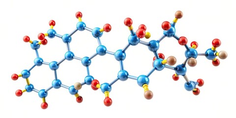 Rivaroxaban molecular structure isolated on white Low Angle, medicine, chemistry, laboratory, prevention, healthcare industry, healthcare, Xarelto, pharmaceutical, anticoagulant, treatment