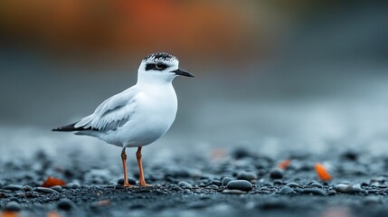 Sticker - White Seagull Standing on Pebbles Beach