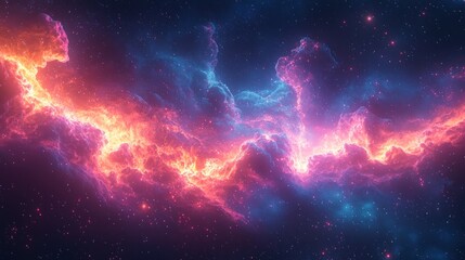 Wall Mural - colorful cosmic nebula with glowing pink, red, and blue clouds surrounded by stars in a vast deep sp