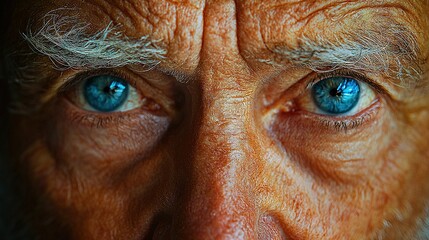 Poster -   A close-up of a man's face, with blue eyes and freckled hair, gazing into the camera