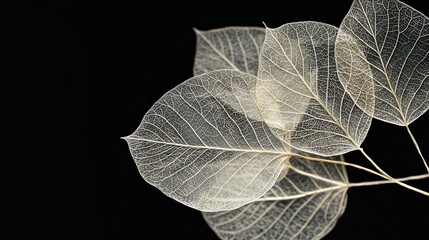 Canvas Print -   Close-up of a black leaf with a light source from above