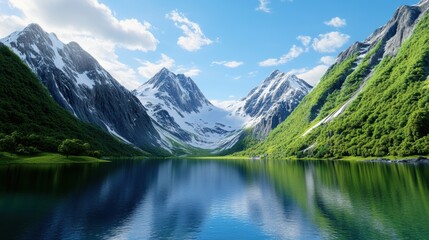 Sticker - Serene Mountain Landscape with Clear Blue Lake