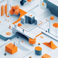 A modern data infrastructure graphic, illustrating interconnected systems for data management and cloud computing processes