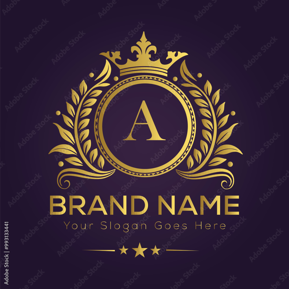 Letter A golden crown logo vector illustration. Stock Vector | Adobe Stock