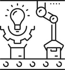 Leinwandbilder - Manufacture, automatic and manual unique production line icon. Factory manual production equipment, industry automatic technology or plant assembly line robot automation thin line vector pictogram