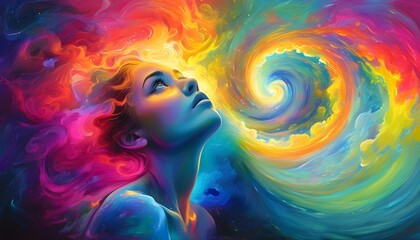 Mesmerizing vortex of vibrant hues igniting the soul, where imagination transcends reality and dreams come alive.