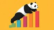 © savittree - A panda bear climbs colorful bar charts, symbolizing data analysis using the Pandas library in data science.