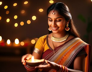 Traditional diya lamps lit during diwali celebration