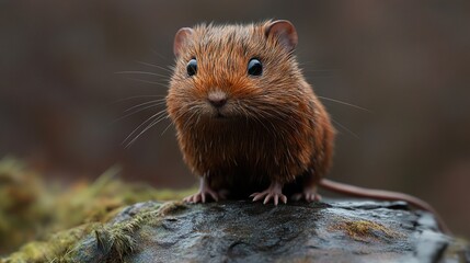 Wall Mural - Cute Brown Mouse Closeup Portrait in Nature