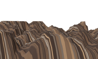 Canvas Print - Bedded sandstone mountain. Sedimentary terrain. Brown layered stone mountain