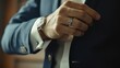 © practice  - Closeup of a businessman in a suit wearing an elegant luxury, expensive watch on his wrist. Fashion and style, clock time accessory