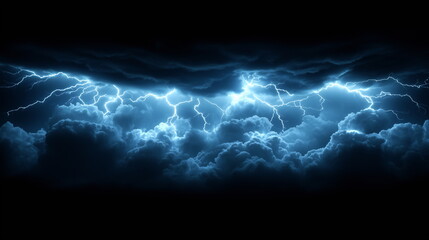 Wall Mural - a scene full of lightning and electric rays isolated on a empty plain clean black background