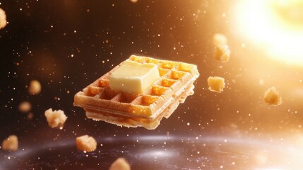 Waffle Spinning in Orbit with a Pat of Butter