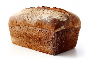 Crusty whole grain loaf on white, perfect for breakfast or snack, healthy and tasty