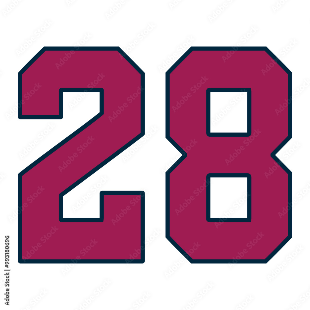 28 Classic Vintage Sport Jersey / Uniform numbers in black with a black ...