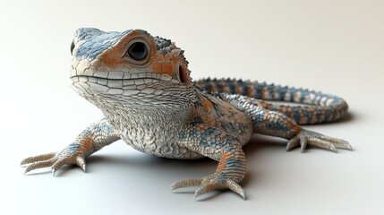 Poster - Close-Up Portrait of a Blue and Orange Lizard