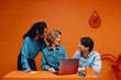 © Jacob Lund - Freelancers having a business meeting in a modern office with color blocking accents
