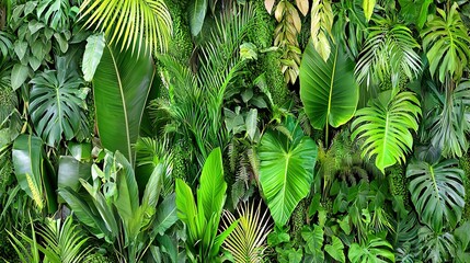 Wall Mural -   A wall of lush green plants growing alongside it