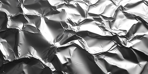 Canvas Print - Crumpled metallic foil texture with reflective surfaces.