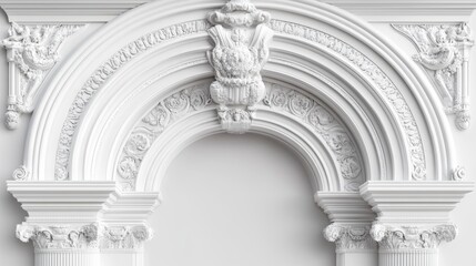 Wall Mural - realistic 3d vector illustration of ancient roman archway made of white clay with decorative ornamen