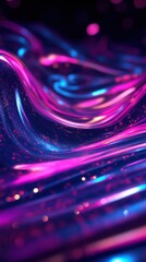 Wall Mural - A holographic 3D wave with flowing curves and vibrant neon colors