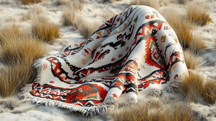 Rug in the Desert: A Colorful Tapestry Against the Arid Landscape