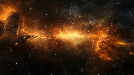 Wall Mural - exploring the mesmerizing beauty of a cosmic nebula illuminated by vibrant orange and yellow hues in