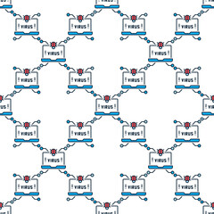 Sticker - Virus on Laptop Screen vector Computer Virus colored seamless pattern