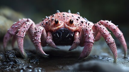 Wall Mural - Close Up of a Spiky Red Crab with Sharp Claws