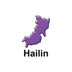 Simple Map City of Hailin, map with gradient color style, World map Chinese country vector illustration template