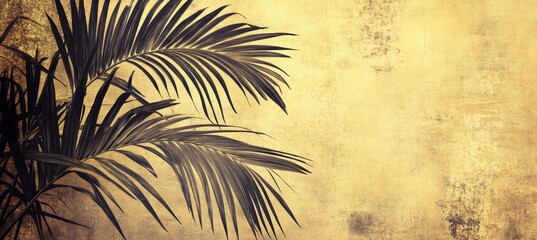 Wall Mural - Stunning tropical leaves on beige backgrounds, photo wallpaper, graphic art, home interior wallpaper