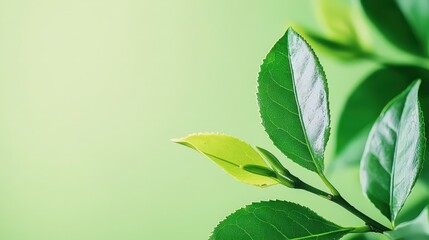 Green tea leaves, a natural source of epicatechin, in a minimalist layout