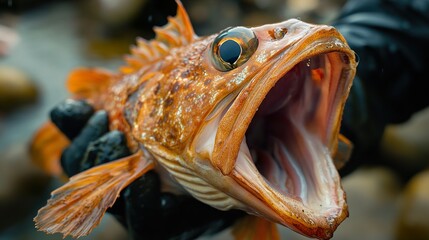 Close-up of a Fish with its Mouth Open