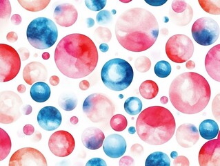 Aufkleber - Watercolor Seamless Pattern with Pink, Red and Blue Circles.