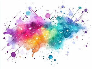 Fototapete - Watercolor Galaxy Background.