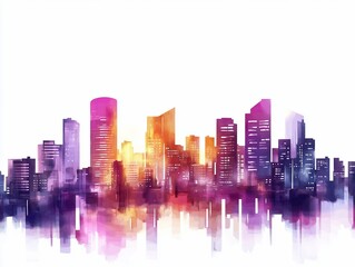 Aufkleber - Watercolor City Skyline.