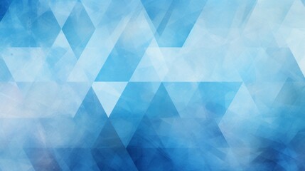 Canvas Print - Modern abstract blue background with layered textured white transparent materials in geometric triangle, diamond, and square shapes for contemporary wallpaper and digital design projects


