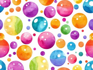 Wall Mural - Watercolor Rainbow Bubbles Seamless Pattern.