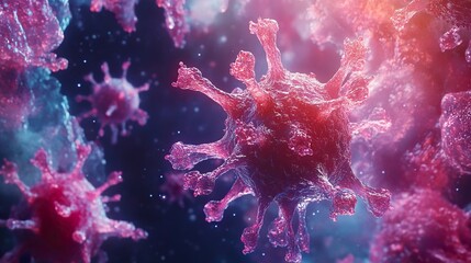 Wall Mural - microscopic view of a virus: a 3d rendering
