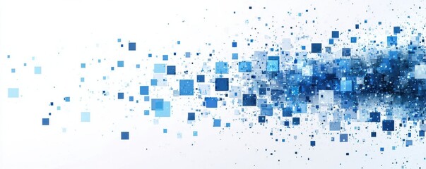 Wall Mural - dynamic abstract background with blue squares on a white canvas, creating a modern geometric design 